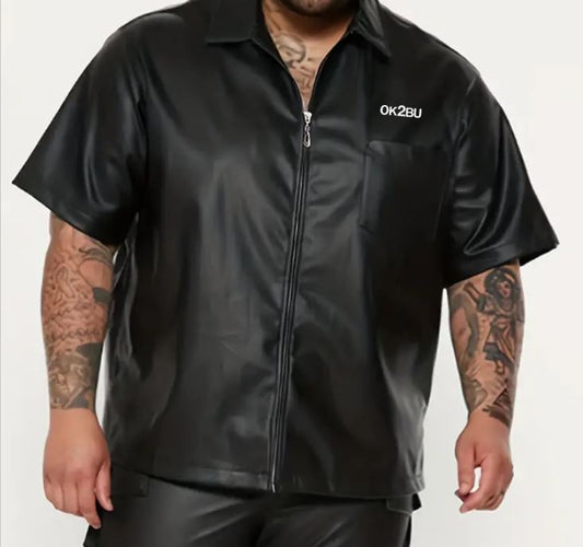 OK2BU Men's Casual Leather Shirt