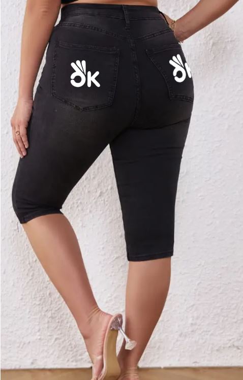 OK Women's Ripped Capri Jeans